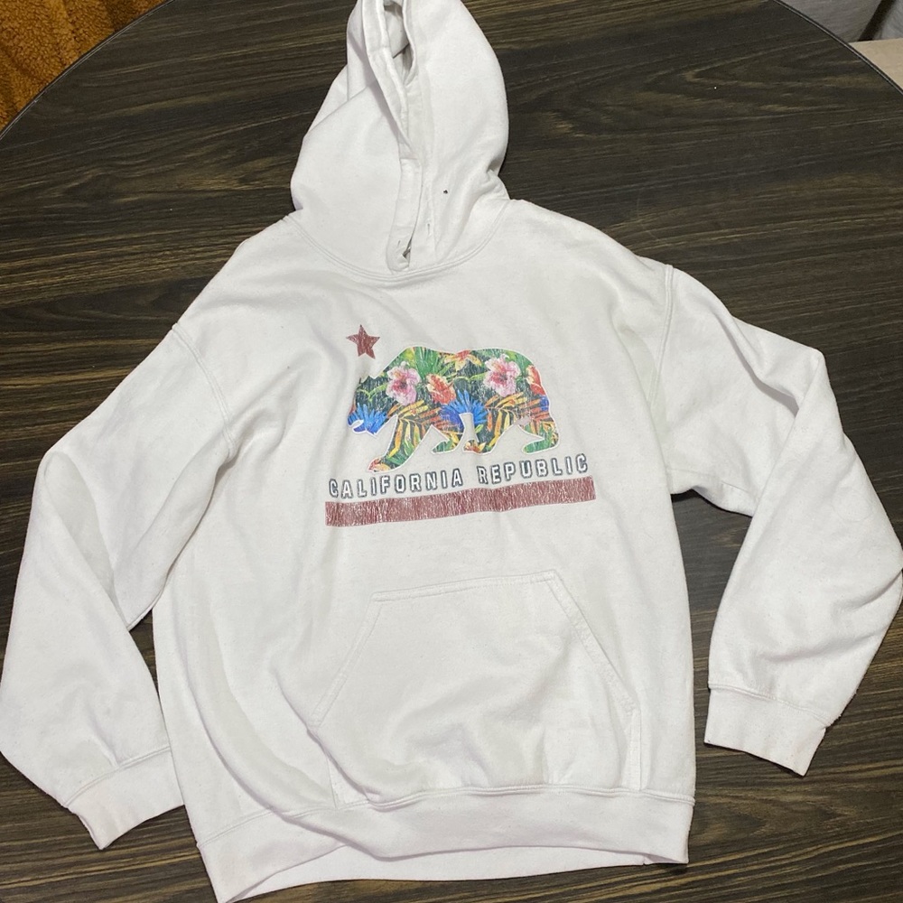 CALIFORNIA REPUBLIC WHITE HOODIE SWEATSHIRT